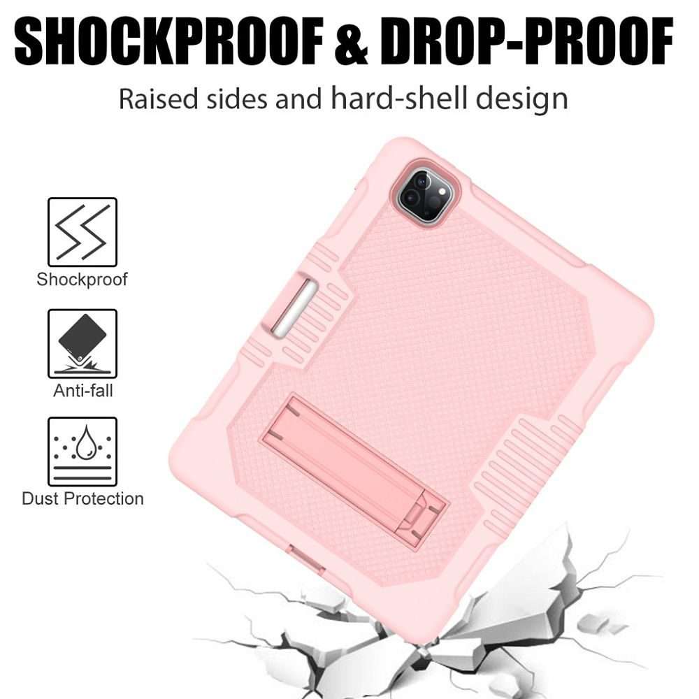 For iPad Pro 12.9 inch (2018/2020) Contrast Color Robot Shockproof Silicone + PC P ... (Rose Gold)