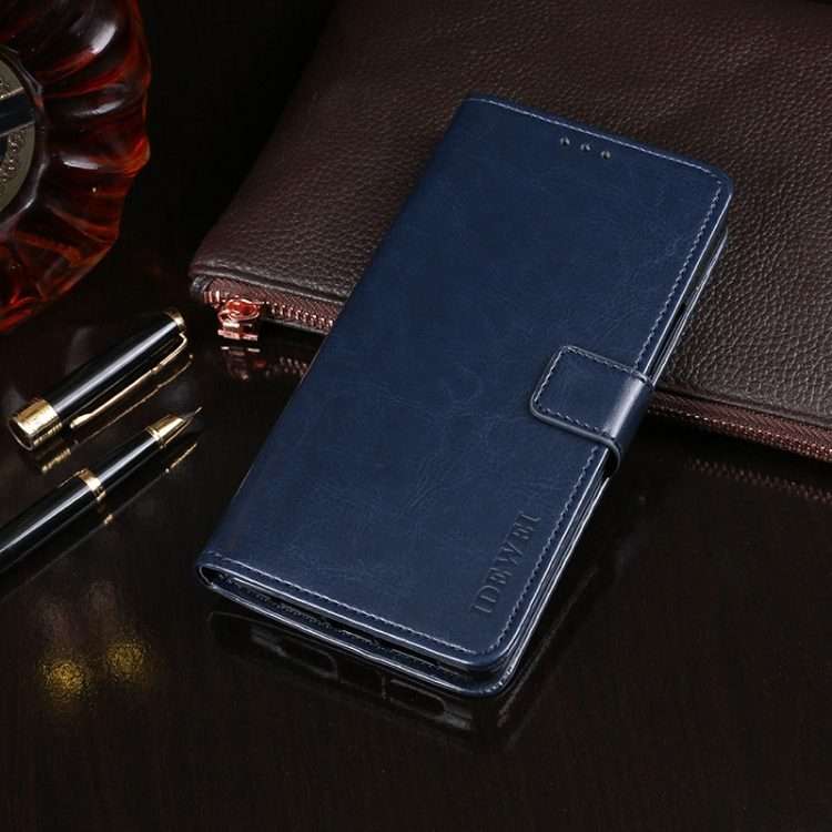 For Lenovo K12 Note idewei Crazy Horse Texture Horizontal Flip Leather Case with H ... (Dark Blue)
