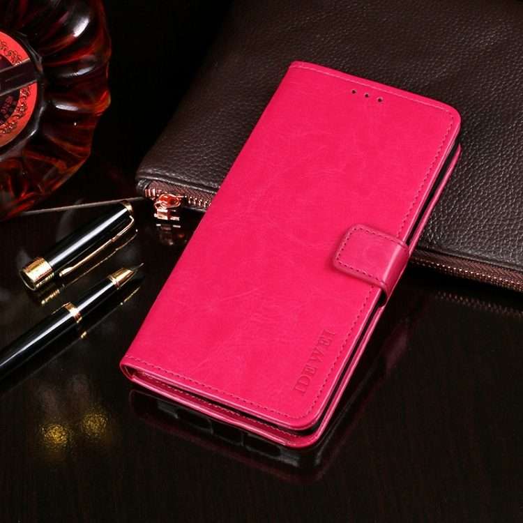 For Lenovo K12 Note idewei Crazy Horse Texture Horizontal Flip Leather Case with Ho ... (Rose Red)