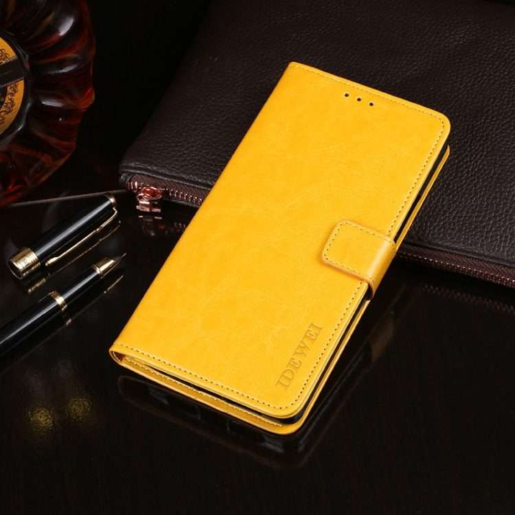 For Lenovo K12 Note idewei Crazy Horse Texture Horizontal Flip Leather Case with Hold ... (Yellow)