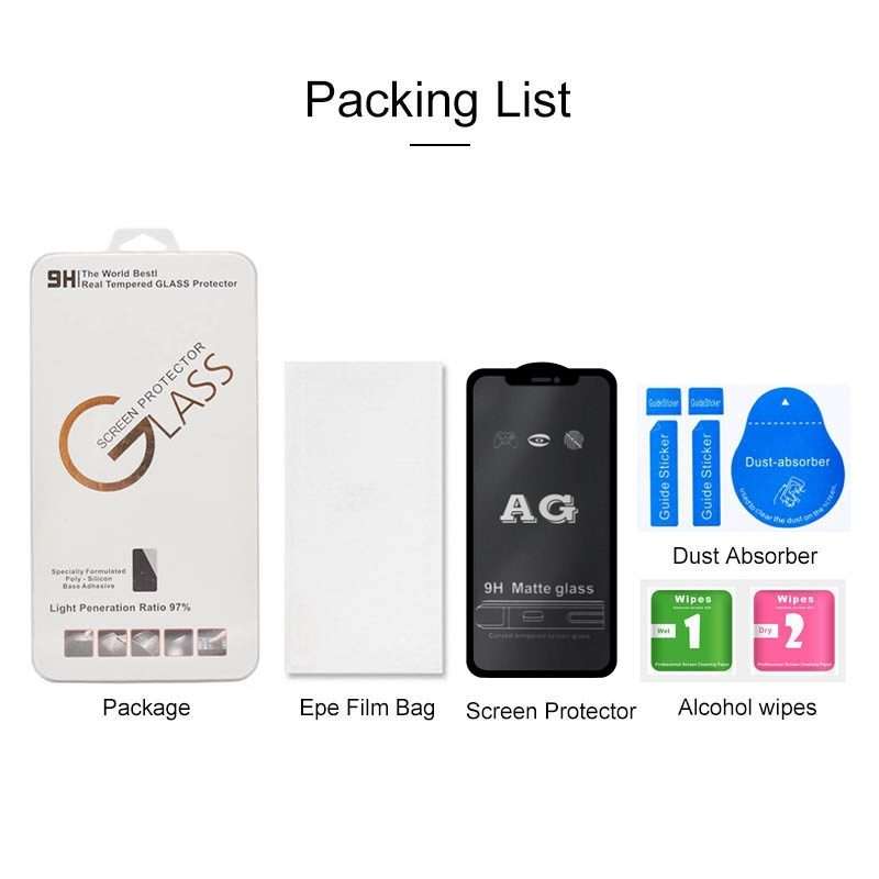 For iPhone 12 Pro Max AG Matte Frosted Full Cover Tempered Glass Film