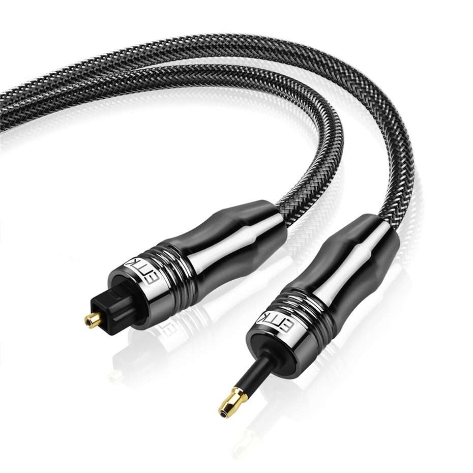 EMK OD6.0mm 3.5mm Digital Sound Toslink to Mini Toslink Digital Optical Audio Cable, Length:2m