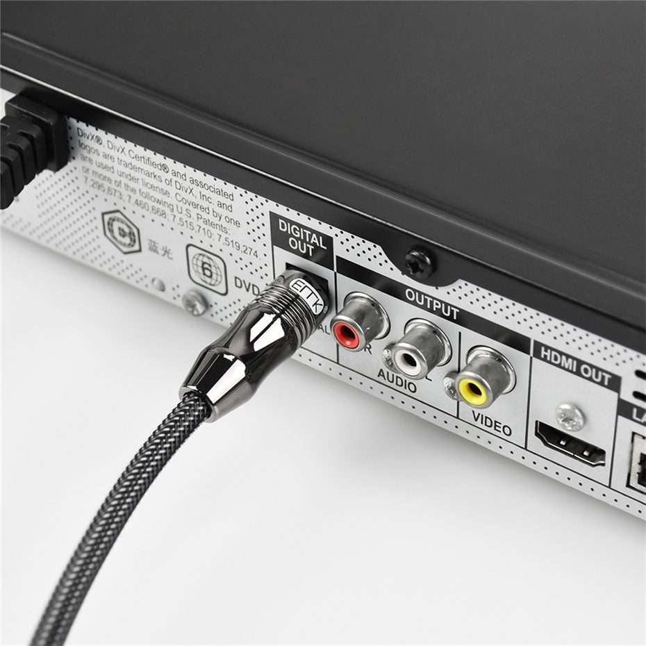 EMK OD6.0mm 3.5mm Digital Sound Toslink to Mini Toslink Digital Optical Audio Cable, Length:2m