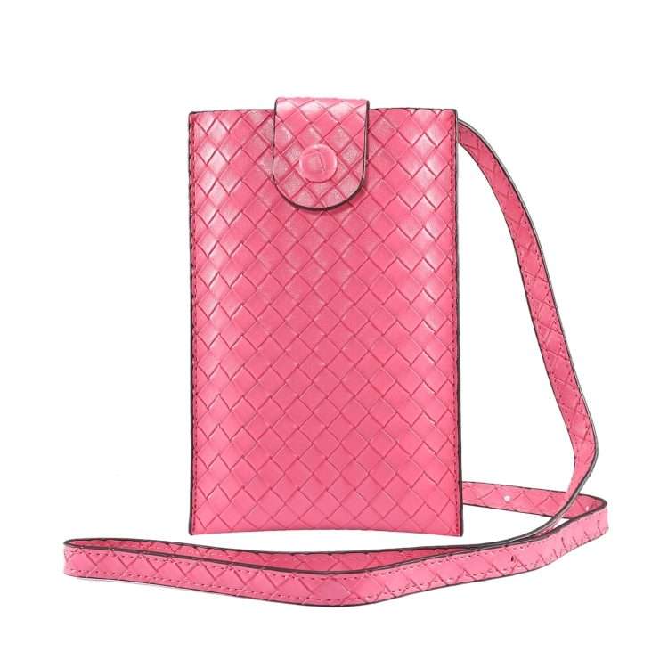 Braided Packing Simple High-end Mobile Phone Bag with Lanyard, Suitable for 6.7 inc ... (Rose Red)