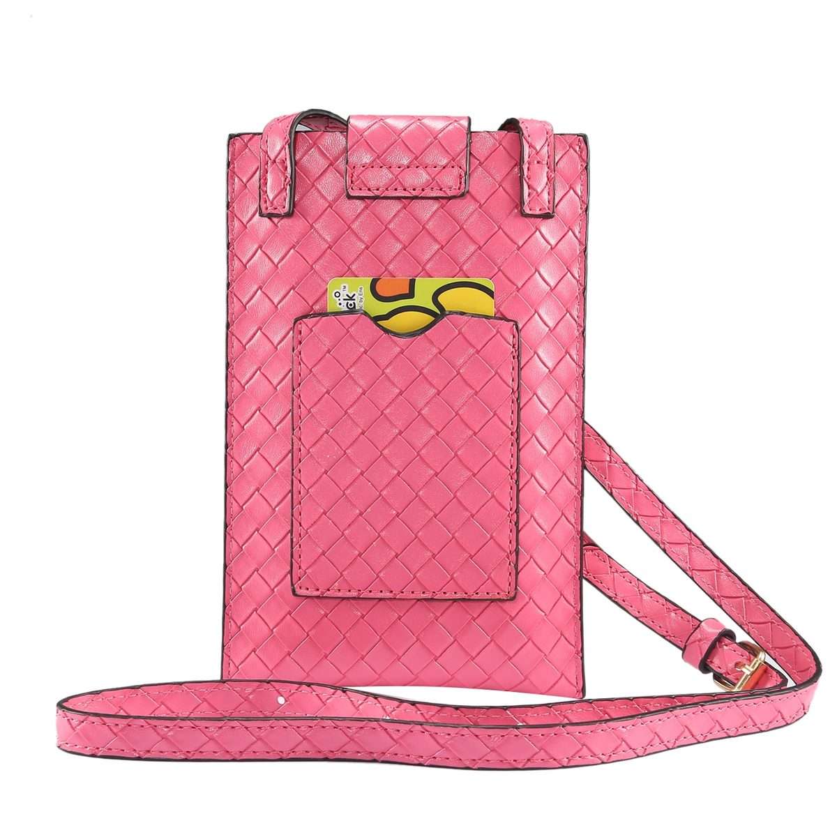 Braided Packing Simple High-end Mobile Phone Bag with Lanyard, Suitable for 6.7 inc ... (Rose Red)