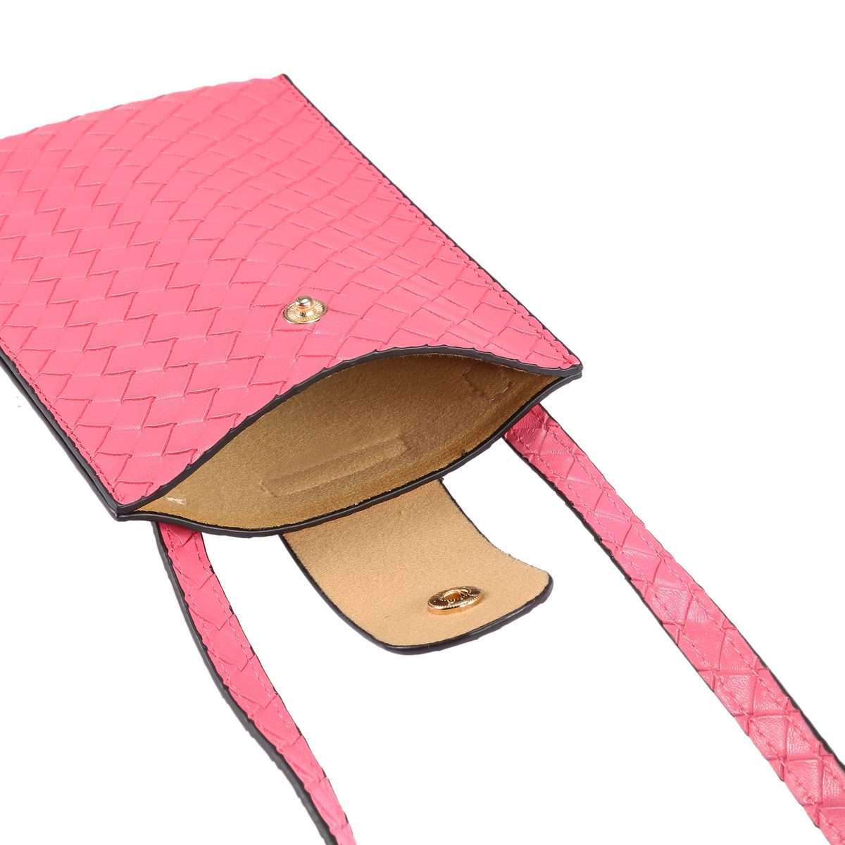 Braided Packing Simple High-end Mobile Phone Bag with Lanyard, Suitable for 6.7 inc ... (Rose Red)
