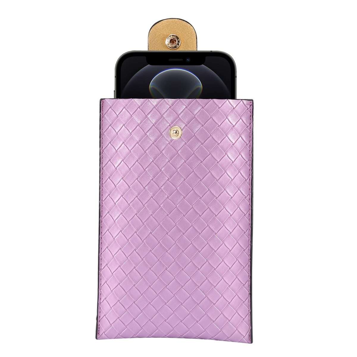 Braided Packing Simple High-end Mobile Phone Bag with Lanyard, Suitable for 6.7 ... (Light Purple)