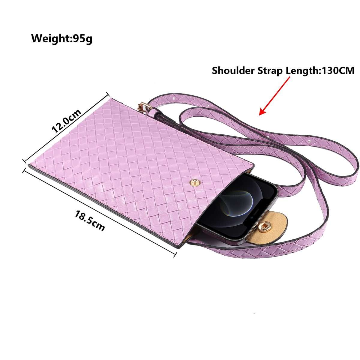 Braided Packing Simple High-end Mobile Phone Bag with Lanyard, Suitable for 6.7 ... (Light Purple)