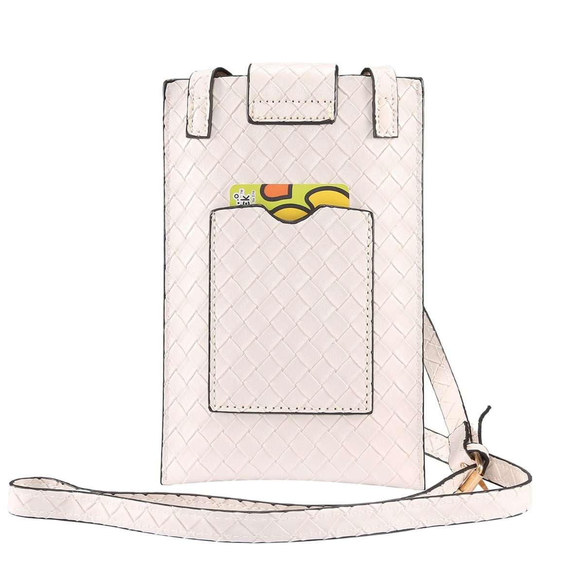 Braided Packing Simple High-end Mobile Phone Bag with Lanyard, Suitable for 6.7 inch S ... (White)