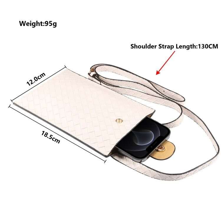 Braided Packing Simple High-end Mobile Phone Bag with Lanyard, Suitable for 6.7 inch S ... (White)