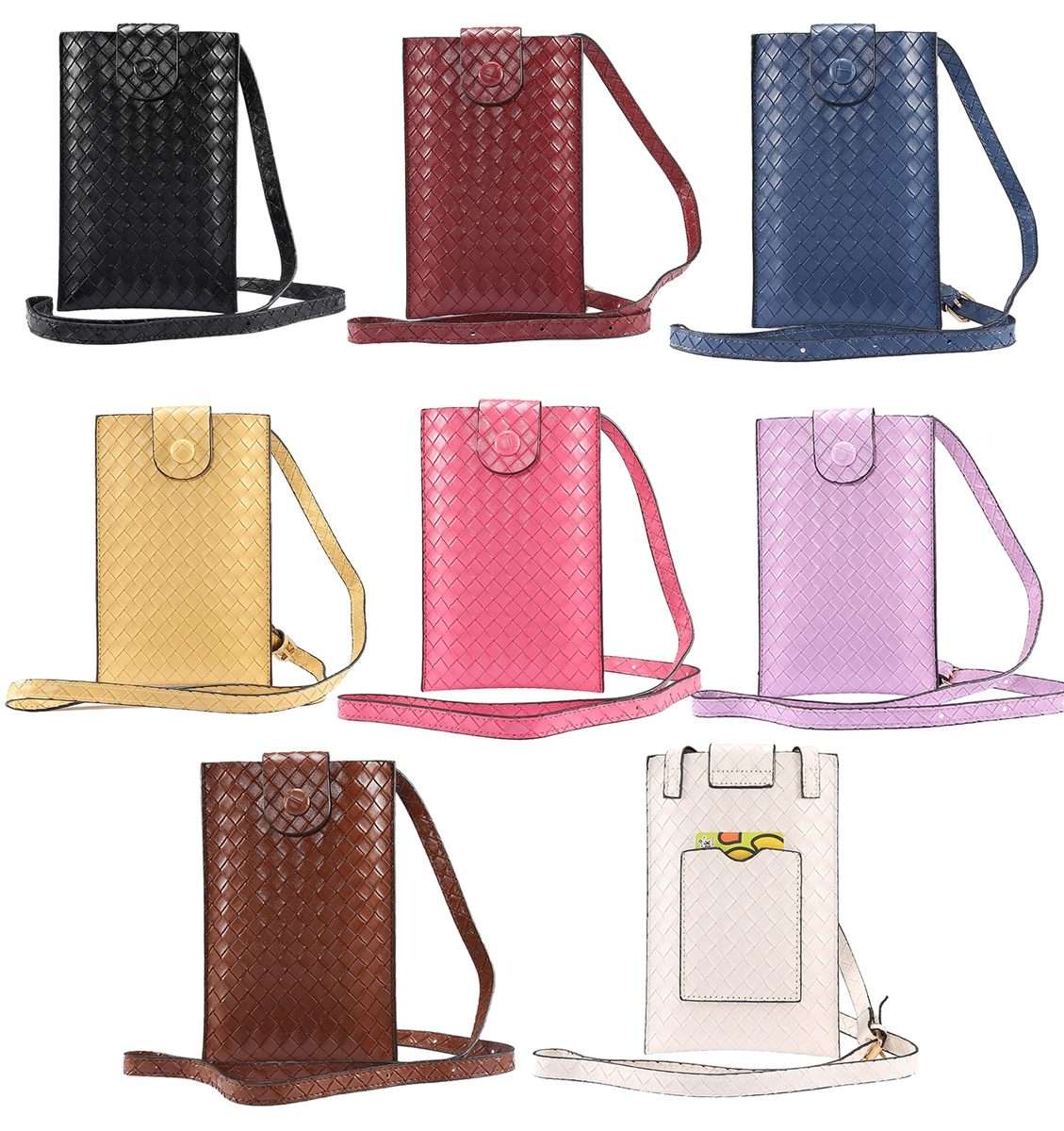 Braided Packing Simple High-end Mobile Phone Bag with Lanyard, Suitable for 6.7 inch S ... (White)