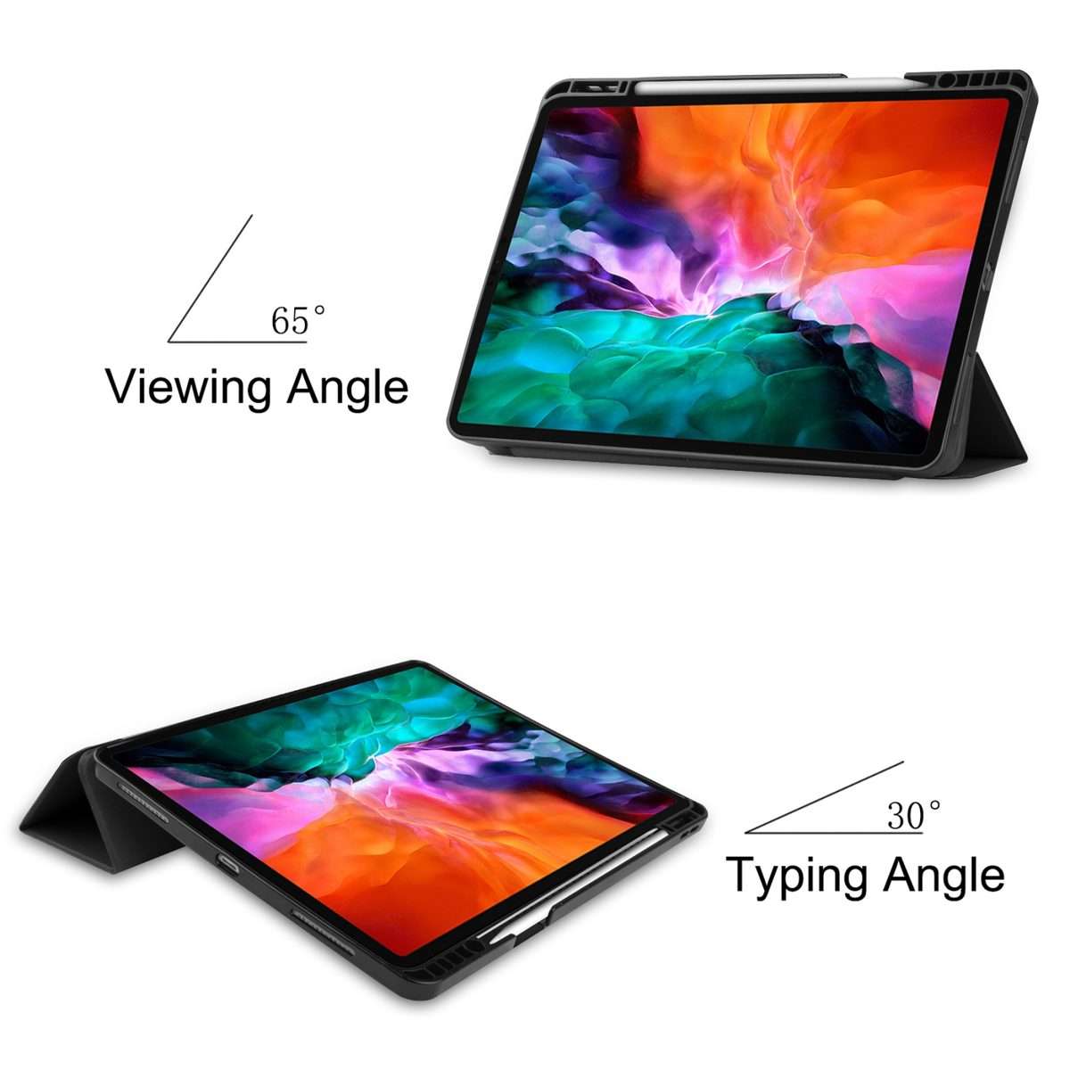 For iPad Pro 12.9 2022 / 2021 Horizontal Flip Honeycomb TPU + PU Leather Tablet Case w ... (Black)