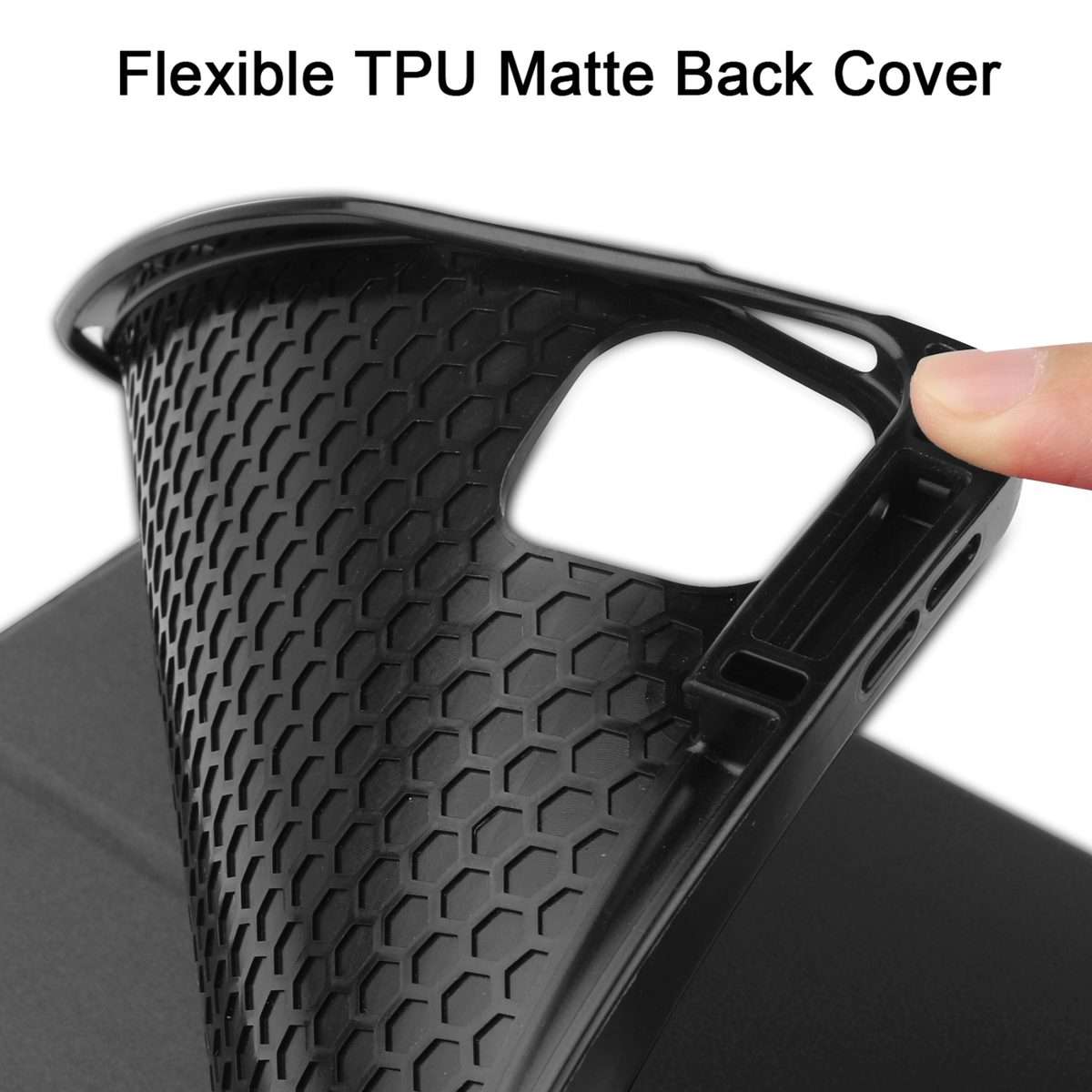 For iPad Pro 12.9 2022 / 2021 Horizontal Flip Honeycomb TPU + PU Leather Tablet Case w ... (Black)