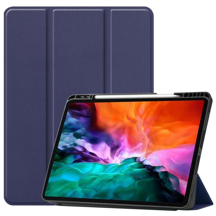 For iPad Pro 12.9 2022 / 2021 Horizontal Flip Honeycomb TPU + PU Leather Tablet Ca ... (Dark Blue)