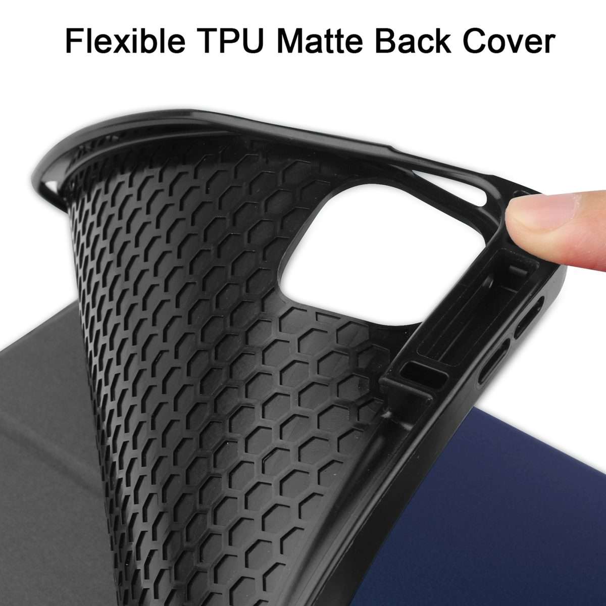 For iPad Pro 12.9 2022 / 2021 Horizontal Flip Honeycomb TPU + PU Leather Tablet Ca ... (Dark Blue)