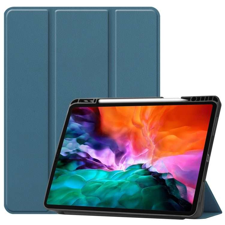 For iPad Pro 12.9 2022 / 2021 Horizontal Flip Honeycomb TPU + PU Leather Tablet C ... (Dark Green)
