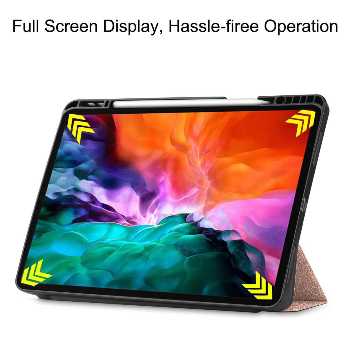 For iPad Pro 12.9 2022 / 2021 Horizontal Flip Honeycomb TPU + PU Leather Tablet Ca ... (Rose Gold)