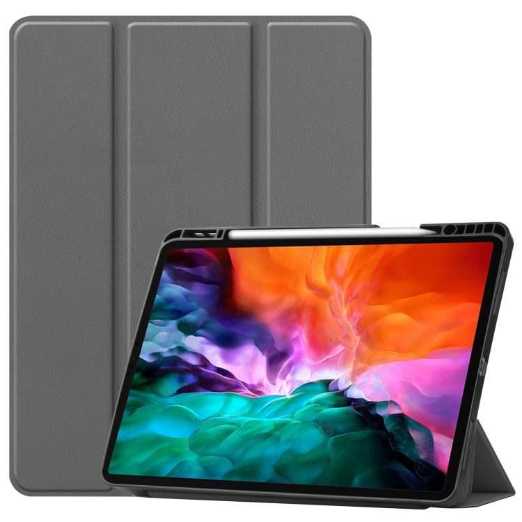 For iPad Pro 12.9 2022 / 2021 Horizontal Flip Honeycomb TPU + PU Leather Tablet Case wi ... (Grey)