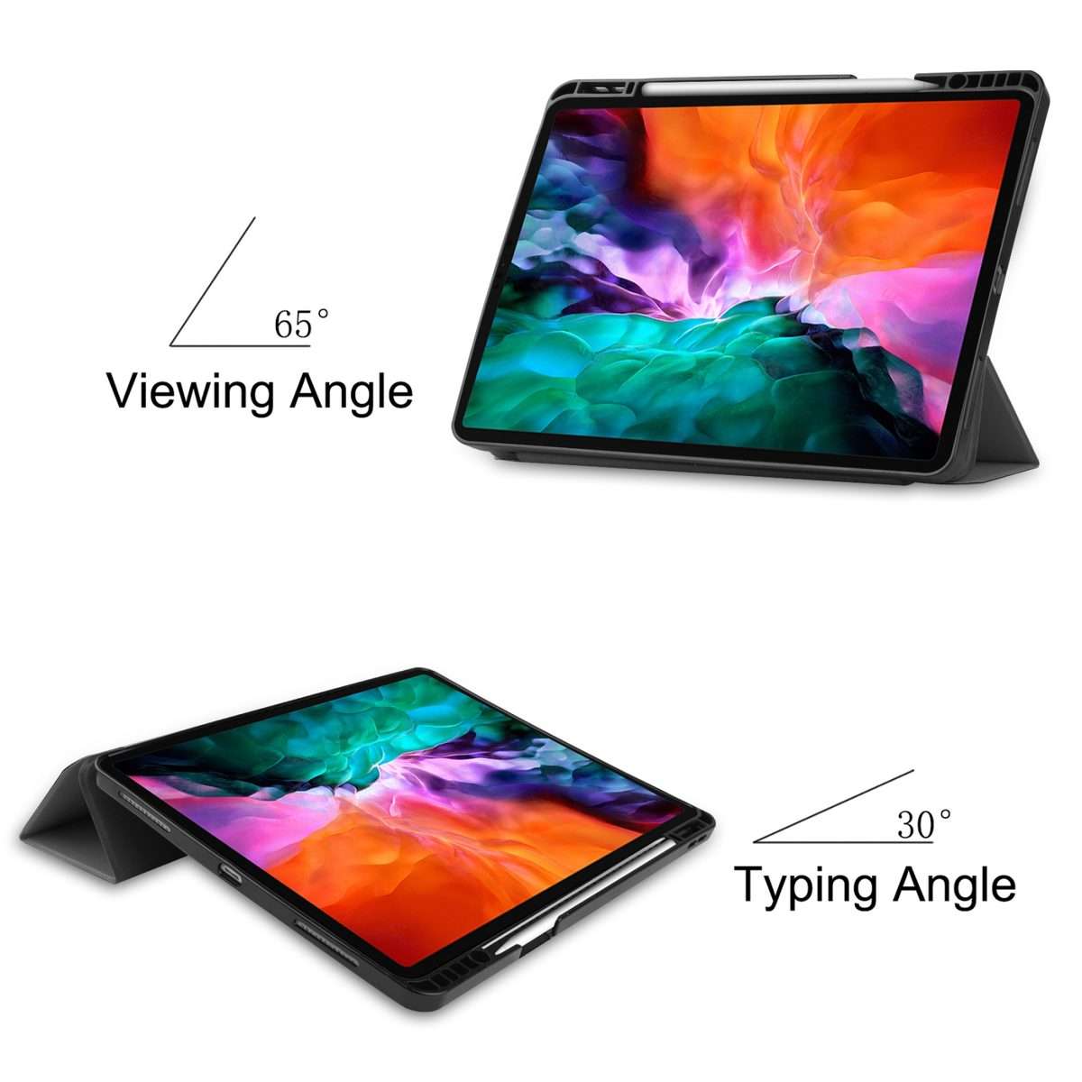 For iPad Pro 12.9 2022 / 2021 Horizontal Flip Honeycomb TPU + PU Leather Tablet Case wi ... (Grey)