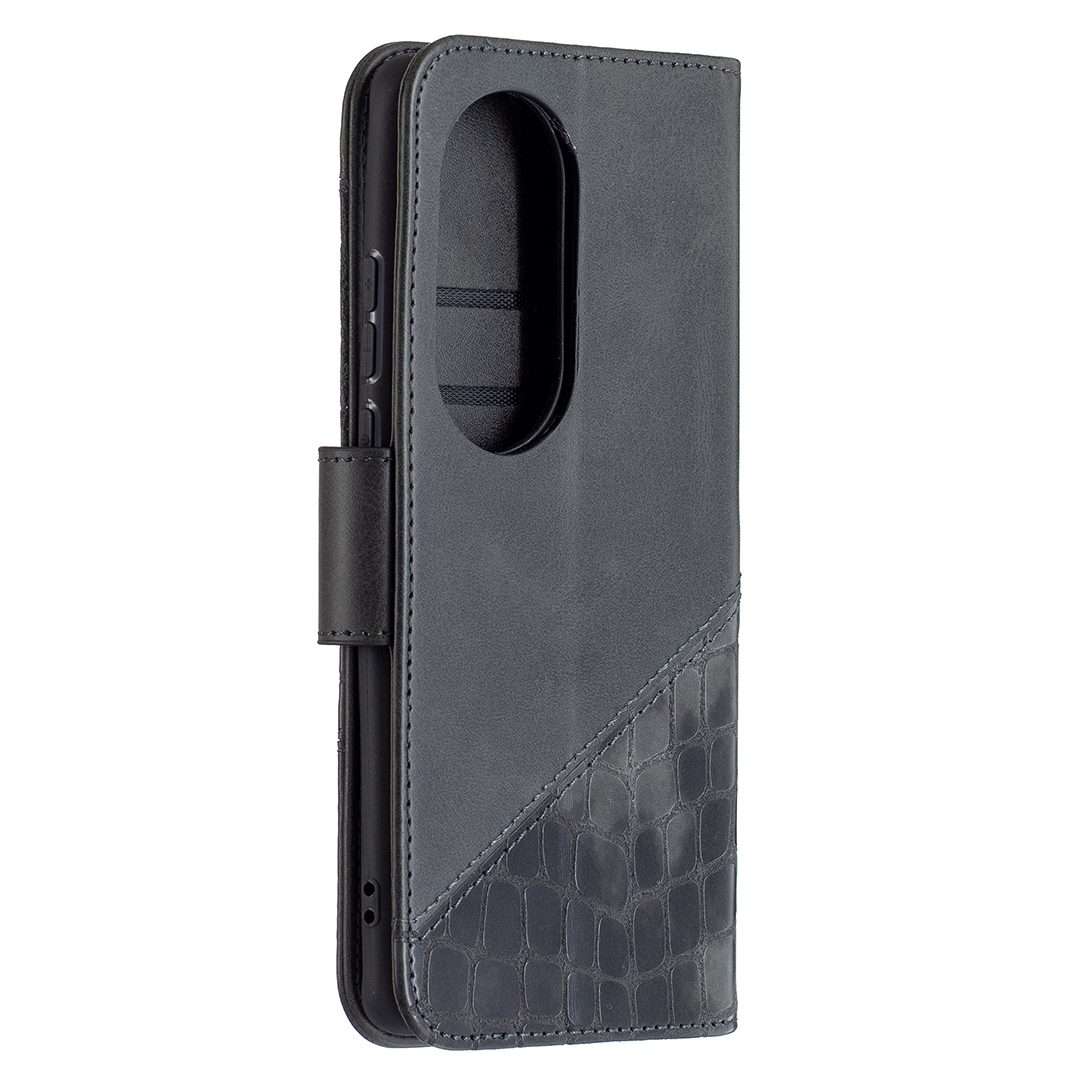For Huawei P50 Pro Matching Color Crocodile Texture Horizontal Flip PU Leather Case wi ... (Black)