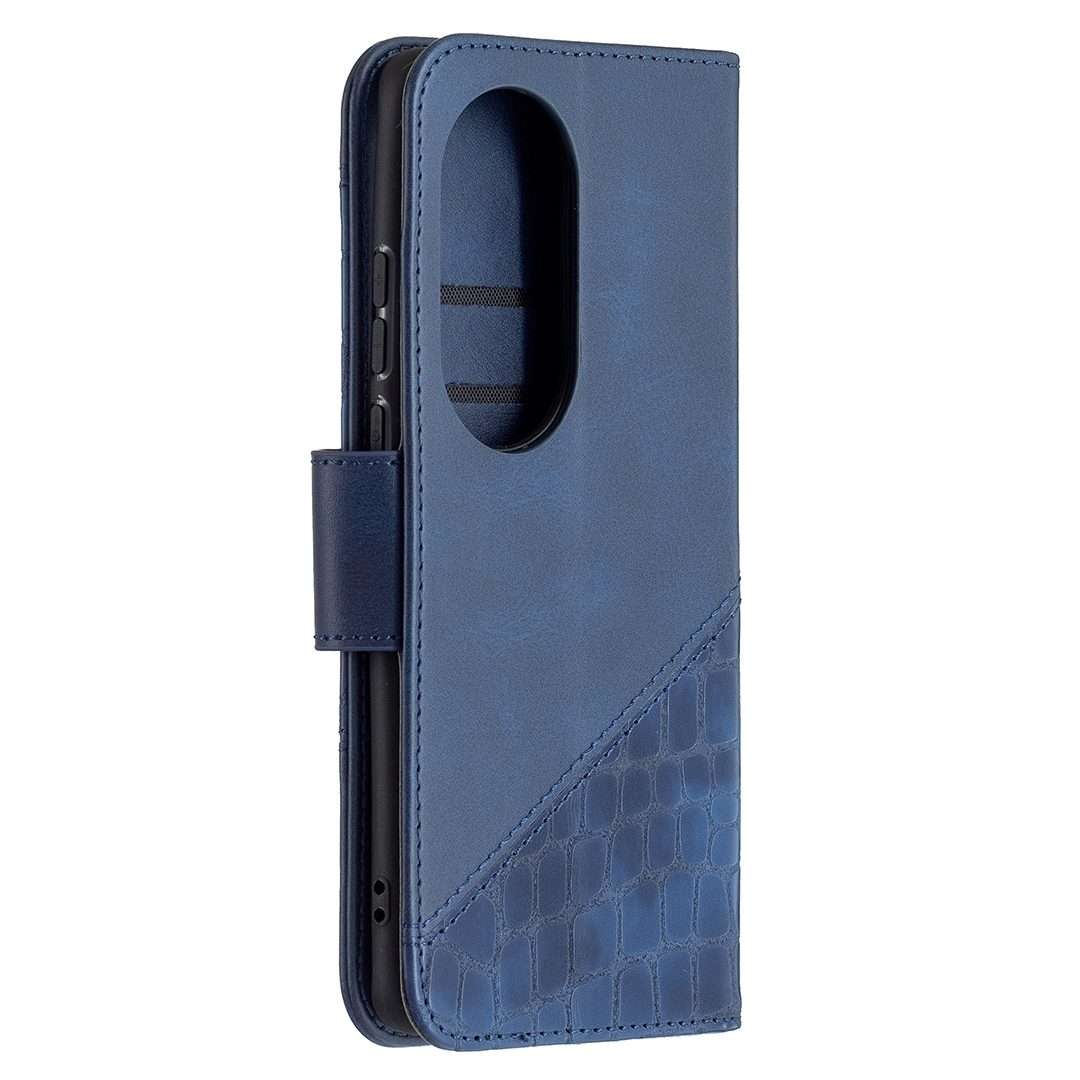 For Huawei P50 Pro Matching Color Crocodile Texture Horizontal Flip PU Leather Case wit ... (Blue)