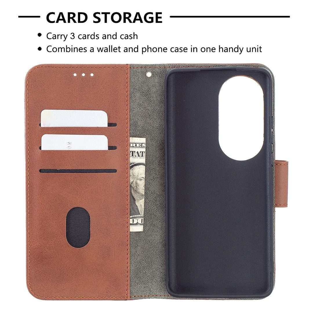 For Huawei P50 Pro Matching Color Crocodile Texture Horizontal Flip PU Leather Case wi ... (Brown)
