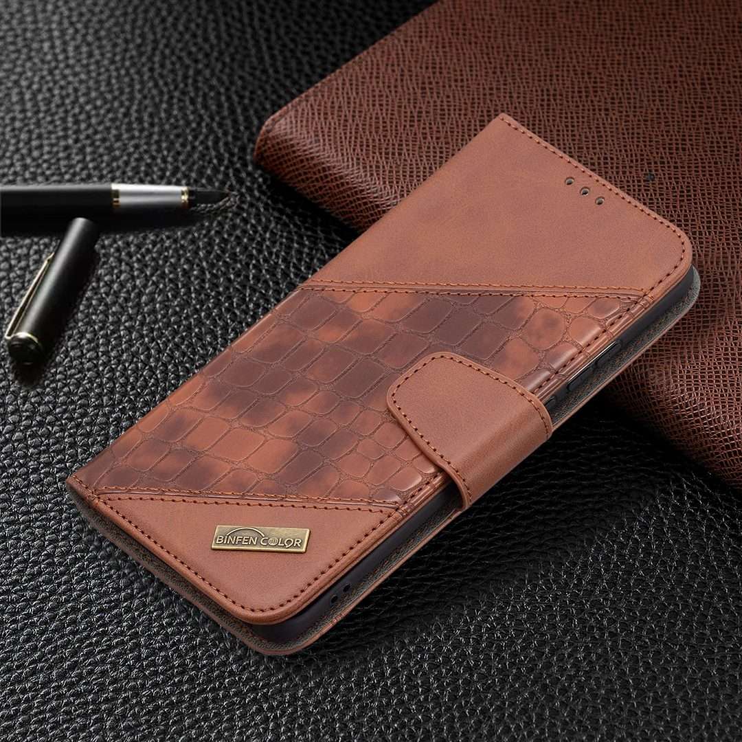For Huawei P50 Pro Matching Color Crocodile Texture Horizontal Flip PU Leather Case wi ... (Brown)