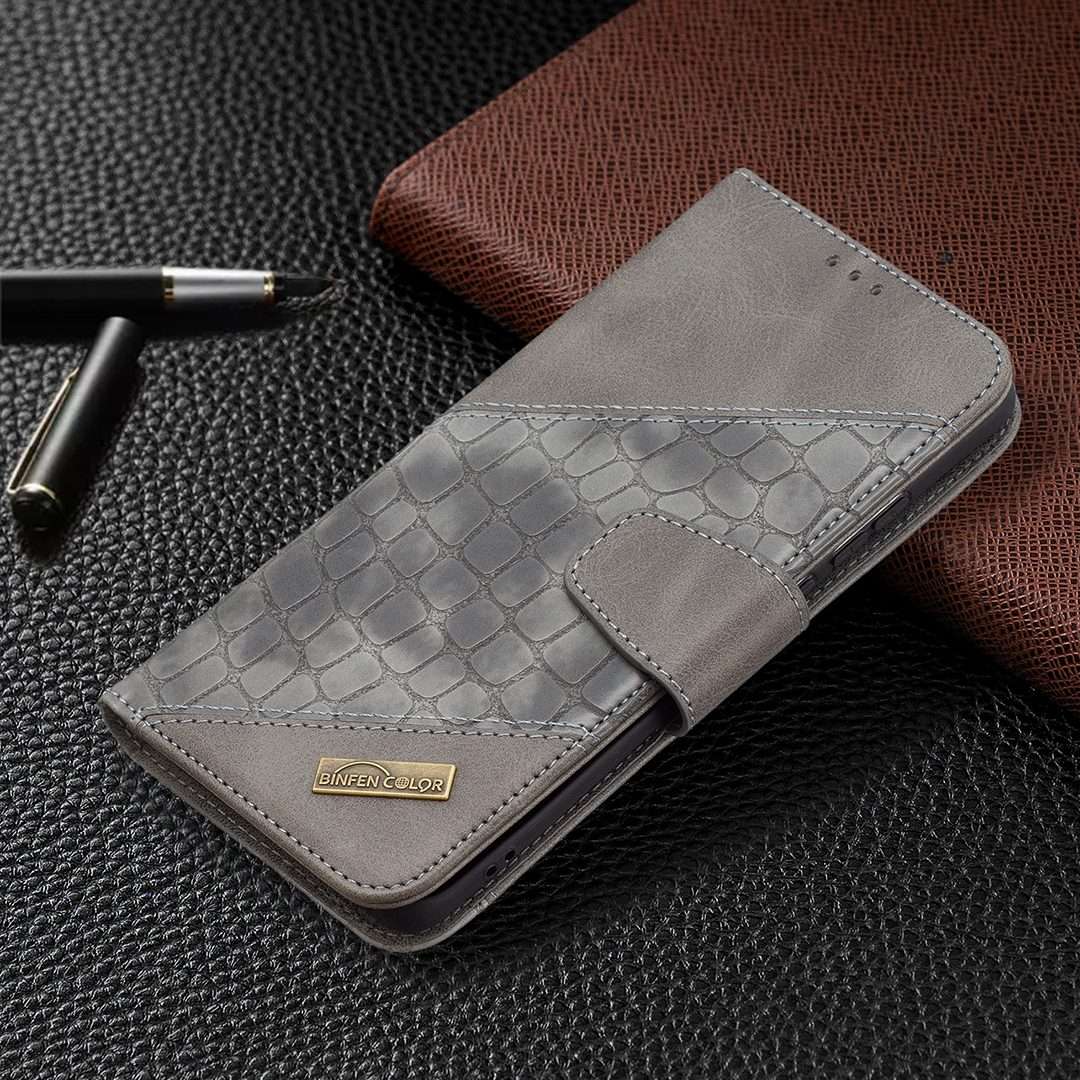 For Huawei P50 Pro Matching Color Crocodile Texture Horizontal Flip PU Leather Case wit ... (Grey)