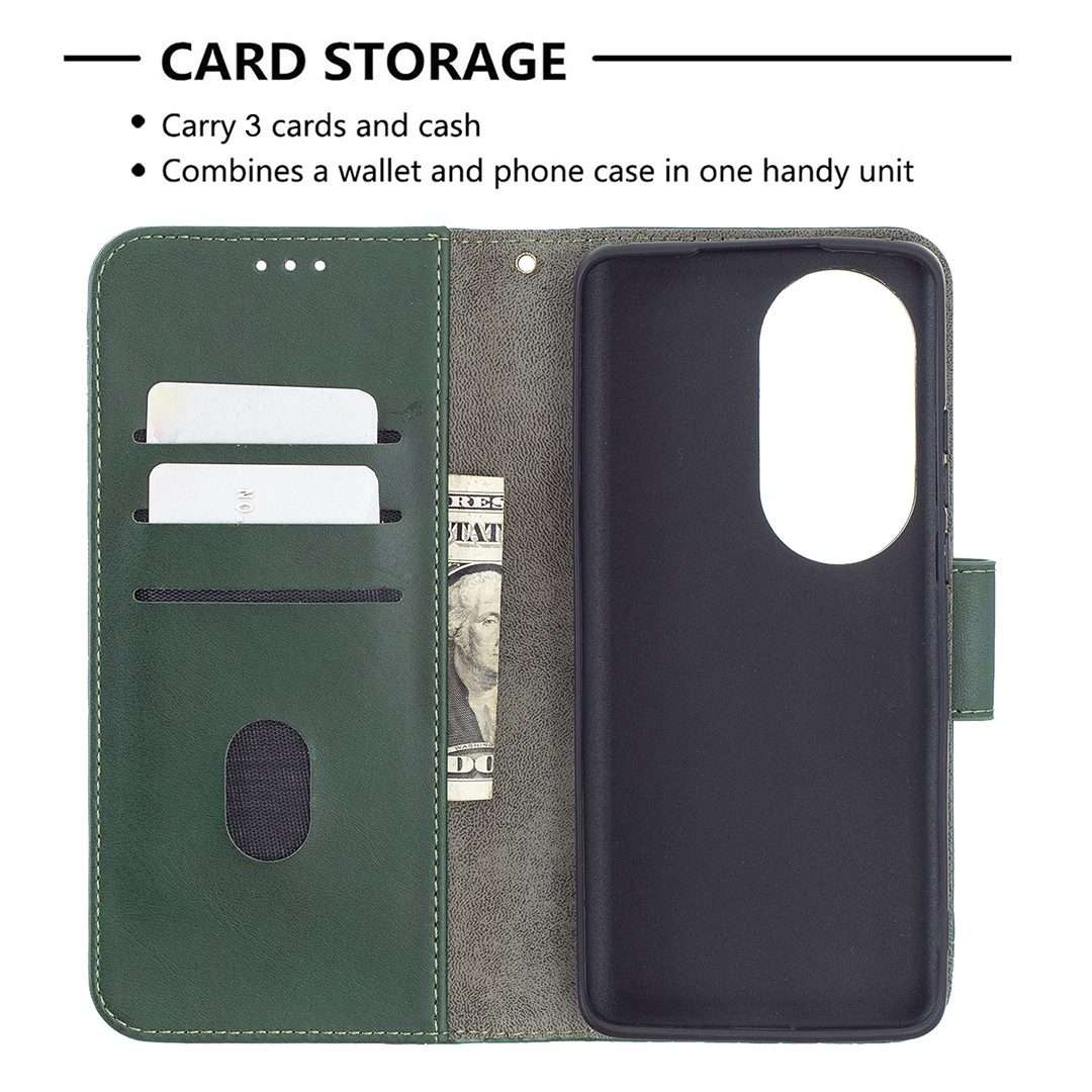 For Huawei P50 Pro Matching Color Crocodile Texture Horizontal Flip PU Leather Case wi ... (Green)