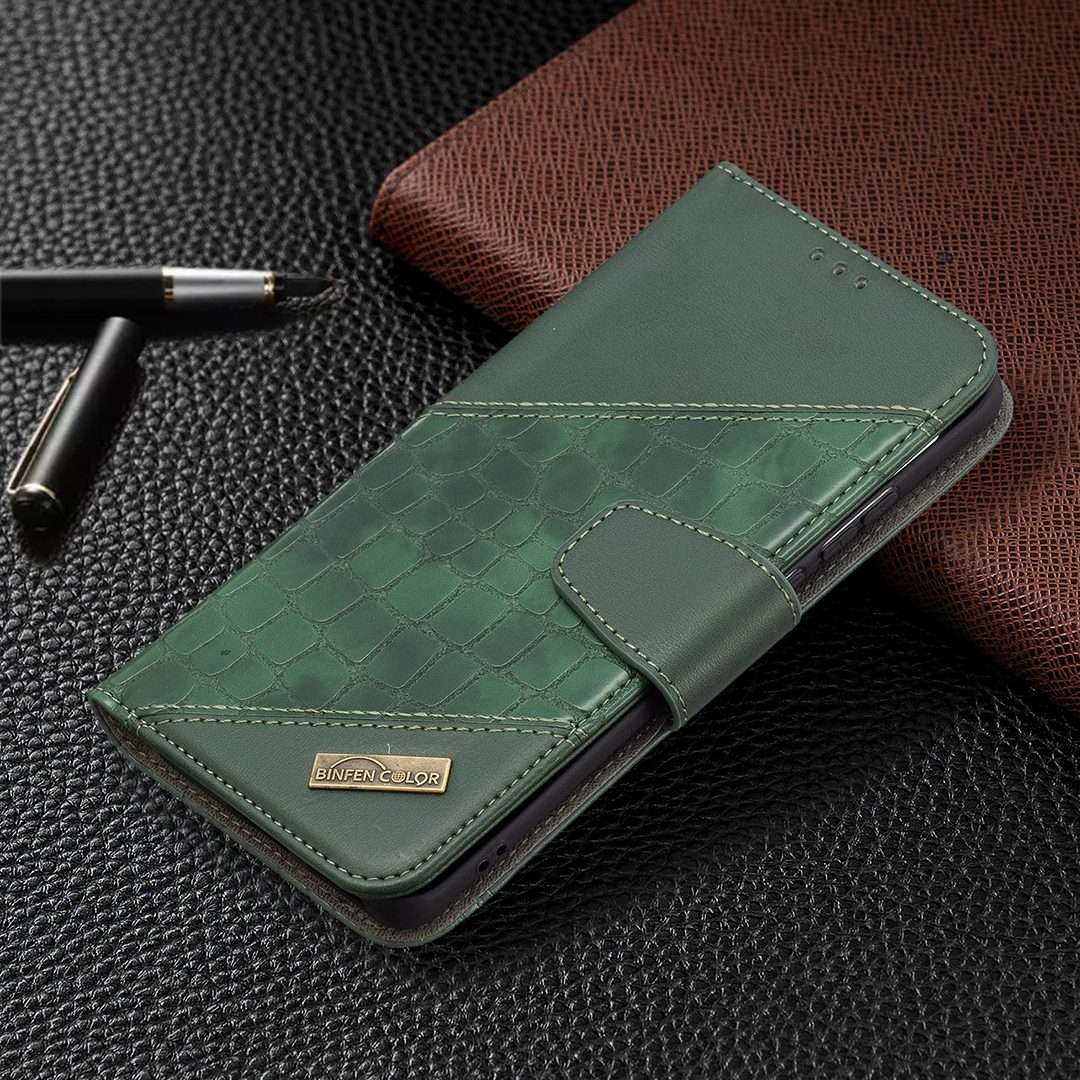 For Huawei P50 Pro Matching Color Crocodile Texture Horizontal Flip PU Leather Case wi ... (Green)