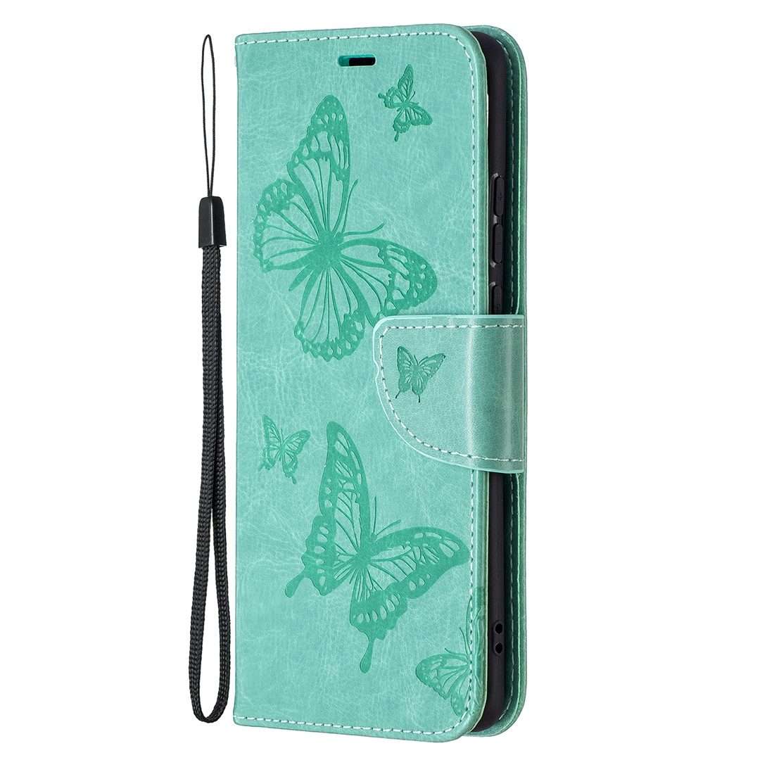 For Huawei P50 Pro Two Butterflies Embossing Pattern Horizontal Flip Leather Case with ... (Green)