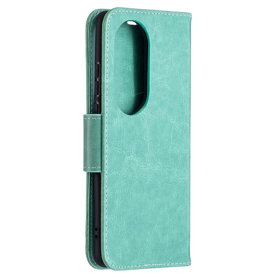 For Huawei P50 Pro Two Butterflies Embossing Pattern Horizontal Flip Leather Case with ... (Green)