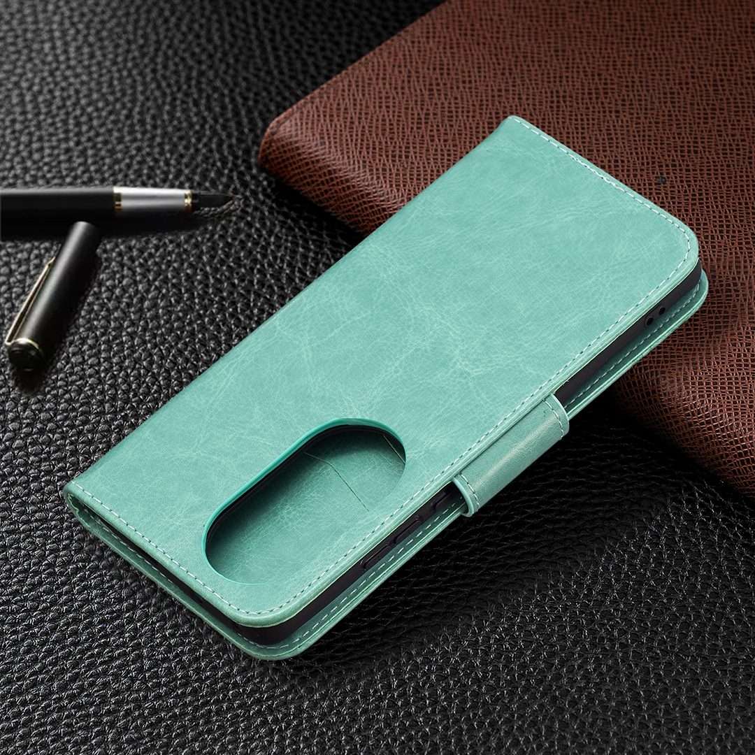 For Huawei P50 Pro Two Butterflies Embossing Pattern Horizontal Flip Leather Case with ... (Green)