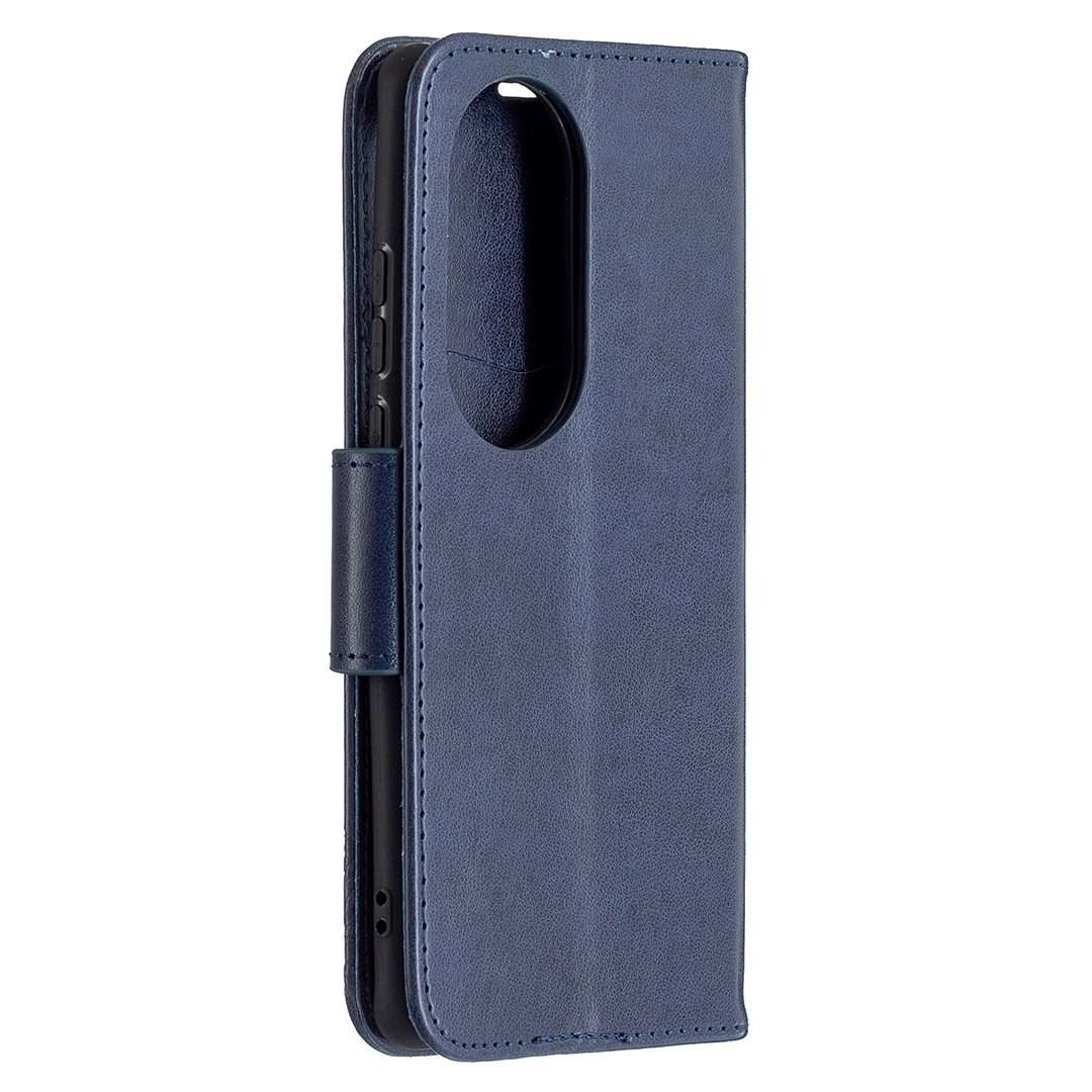 For Huawei P50 Pro Two Butterflies Embossing Pattern Horizontal Flip Leather Case ... (Dark Blue)