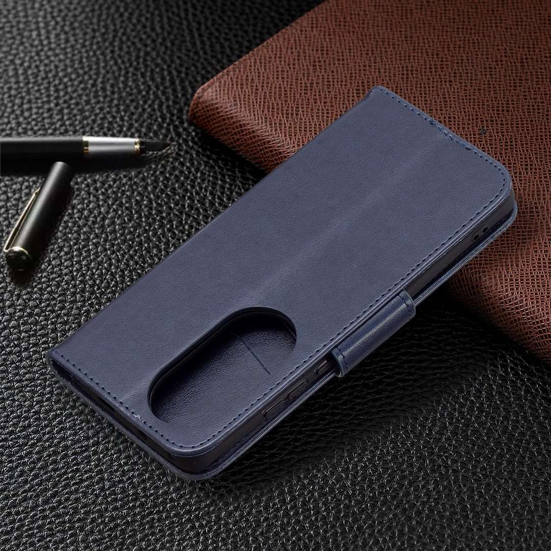 For Huawei P50 Pro Two Butterflies Embossing Pattern Horizontal Flip Leather Case ... (Dark Blue)