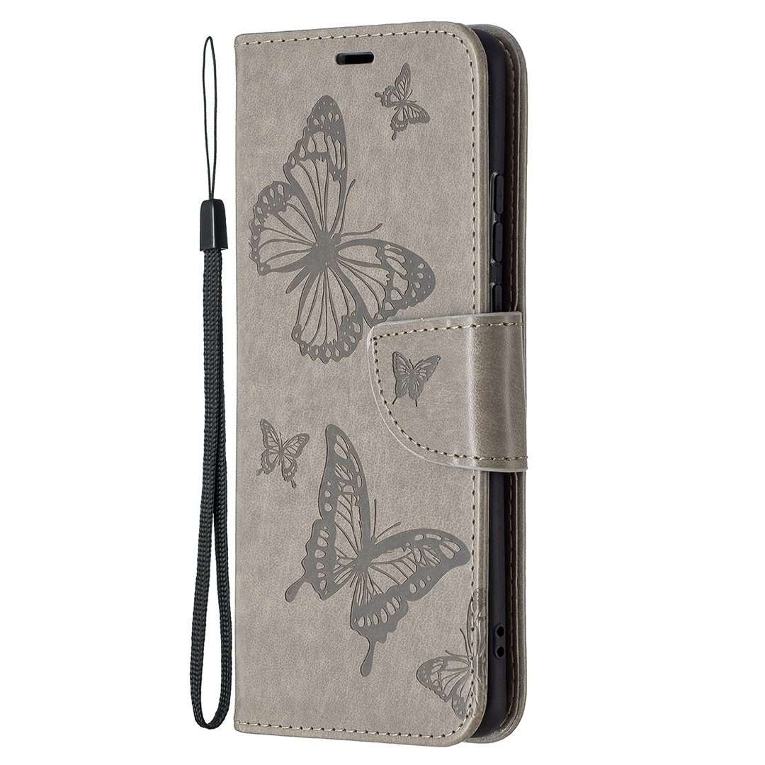 For Huawei P50 Pro Two Butterflies Embossing Pattern Horizontal Flip Leather Case with ... (Grey)