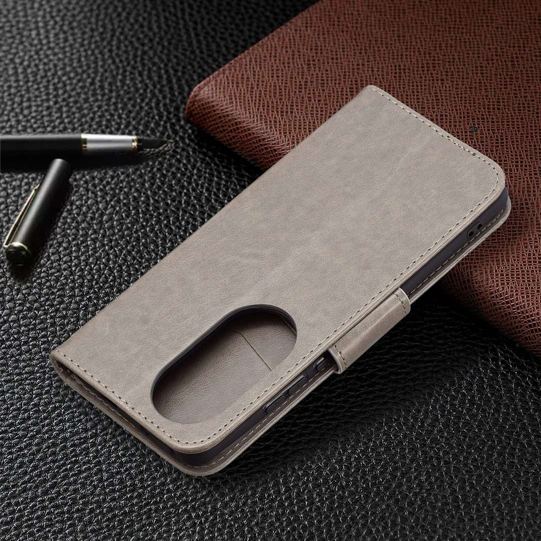 For Huawei P50 Pro Two Butterflies Embossing Pattern Horizontal Flip Leather Case with ... (Grey)