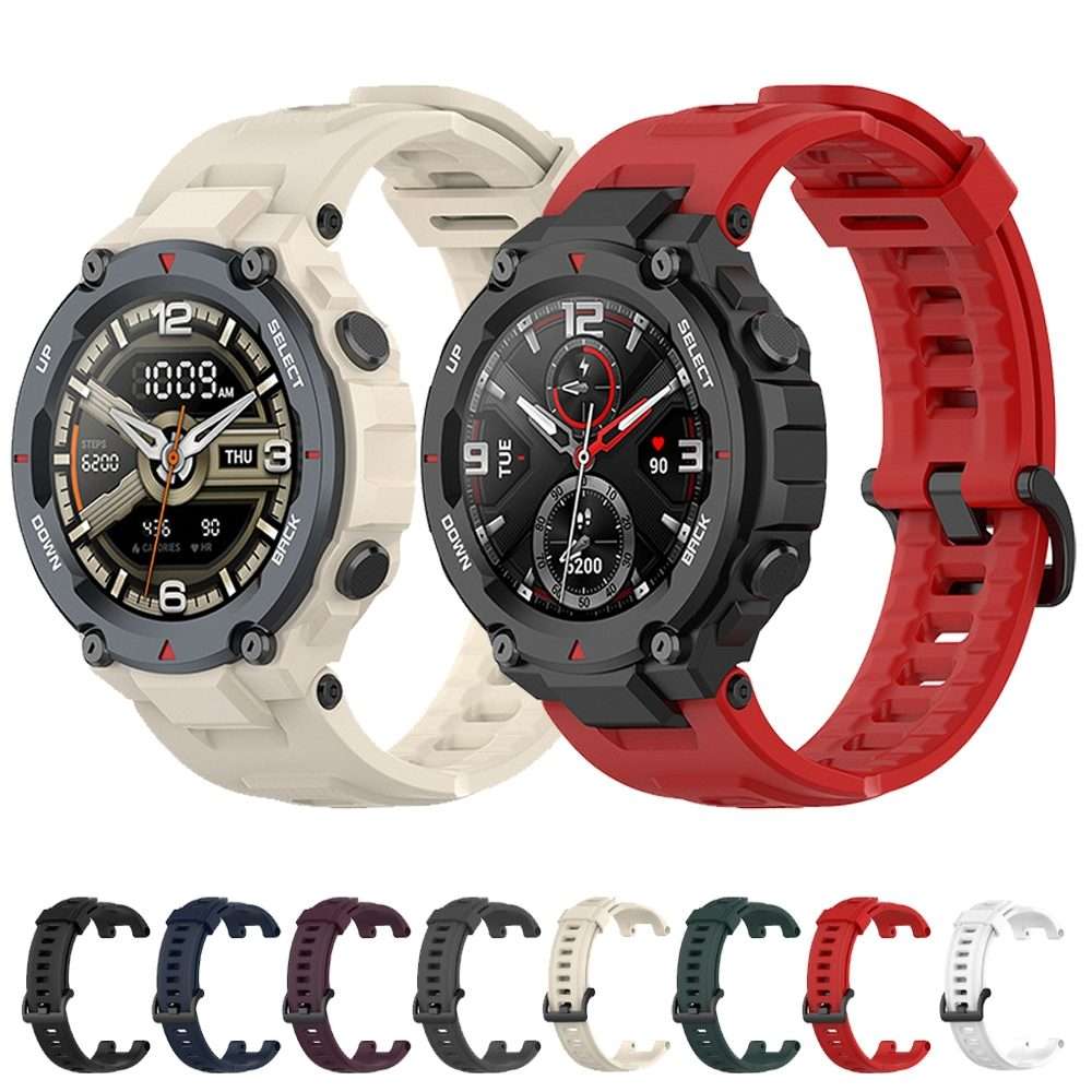 For Amazfit T-Rex Pro / Amazfit T-Rex Silicone Watch Band with Dismantling Tools ... (Dark Grey)
