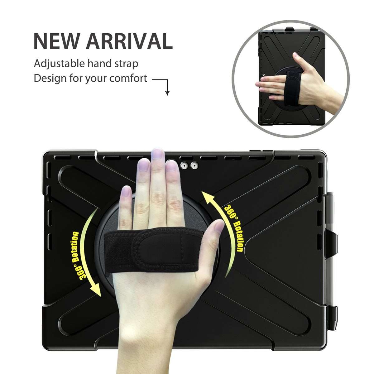 For Microsoft Surface Pro 4 / 5 / 6 / 7 / 7+ Shockproof Colorful Silicone + PC Protect ... (Black)