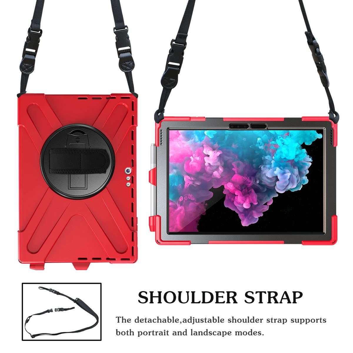 For Microsoft Surface Pro 4 / 5 / 6 / 7 / 7+ Shockproof Colorful Silicone + PC Protectiv ... (Red)