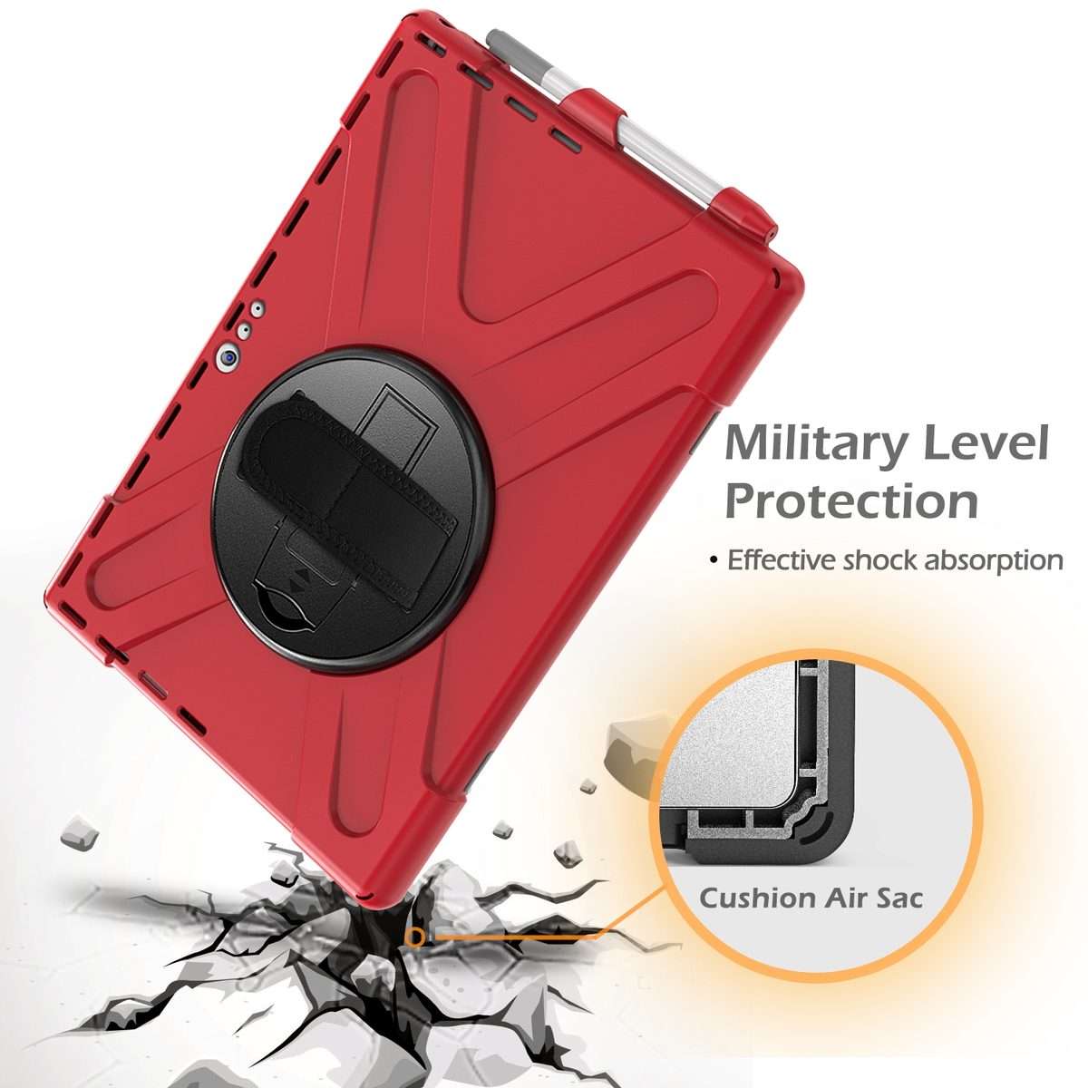For Microsoft Surface Pro 4 / 5 / 6 / 7 / 7+ Shockproof Colorful Silicone + PC Protectiv ... (Red)