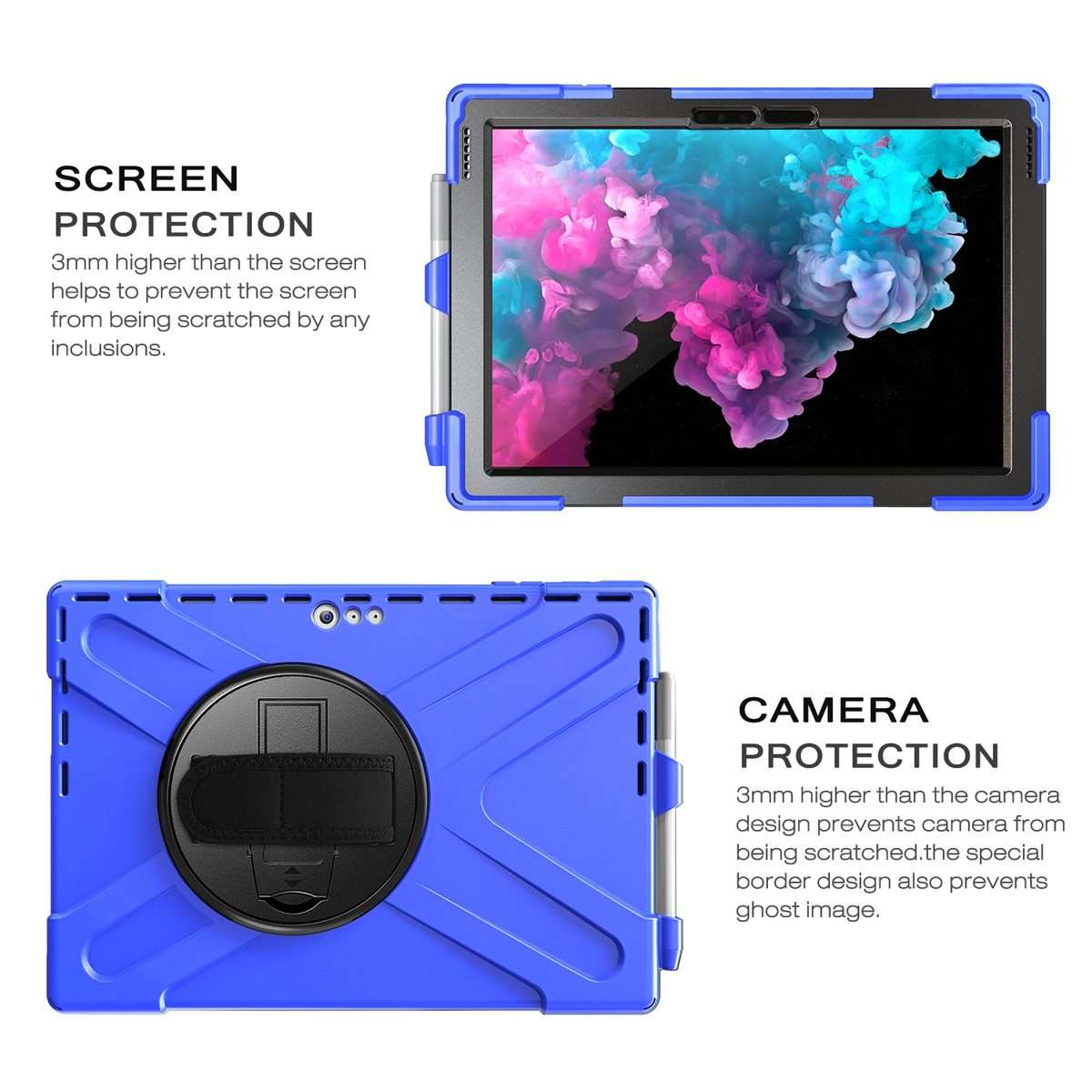 For Microsoft Surface Pro 4 / 5 / 6 / 7 / 7+ Shockproof Colorful Silicone + PC Protecti ... (Blue)