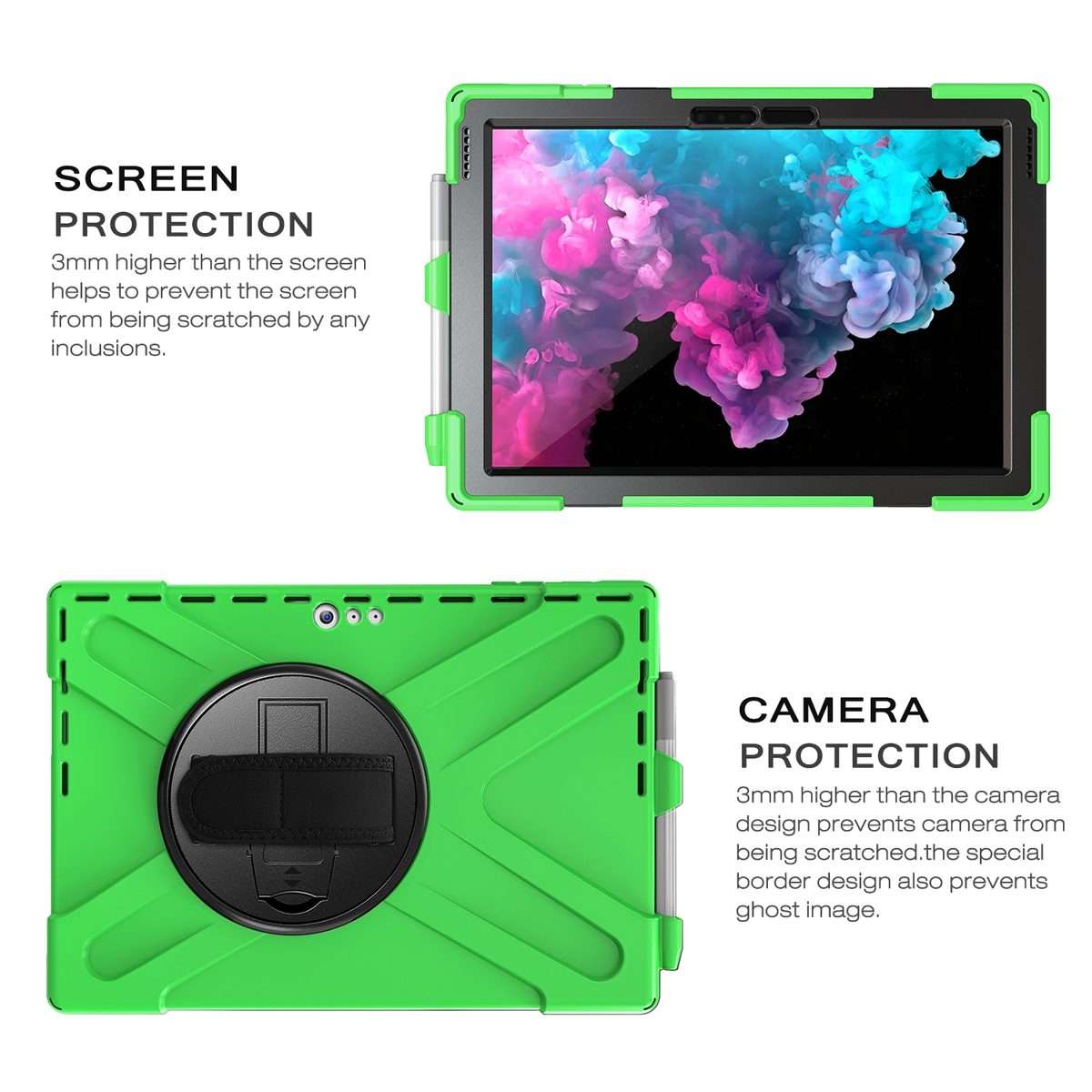 For Microsoft Surface Pro 4 / 5 / 6 / 7 / 7+ Shockproof Colorful Silicone + PC Protect ... (Green)
