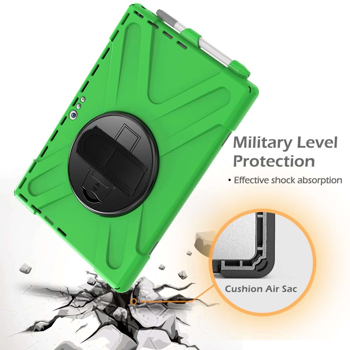 For Microsoft Surface Pro 4 / 5 / 6 / 7 / 7+ Shockproof Colorful Silicone + PC Protect ... (Green)