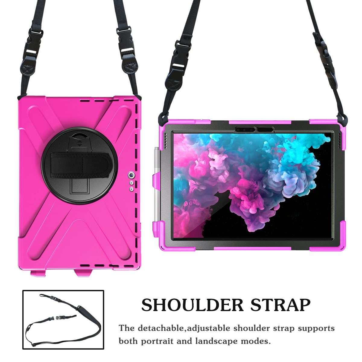 For Microsoft Surface Pro 4 / 5 / 6 / 7 / 7+ Shockproof Colorful Silicone + PC Prot ... (Rose Red)