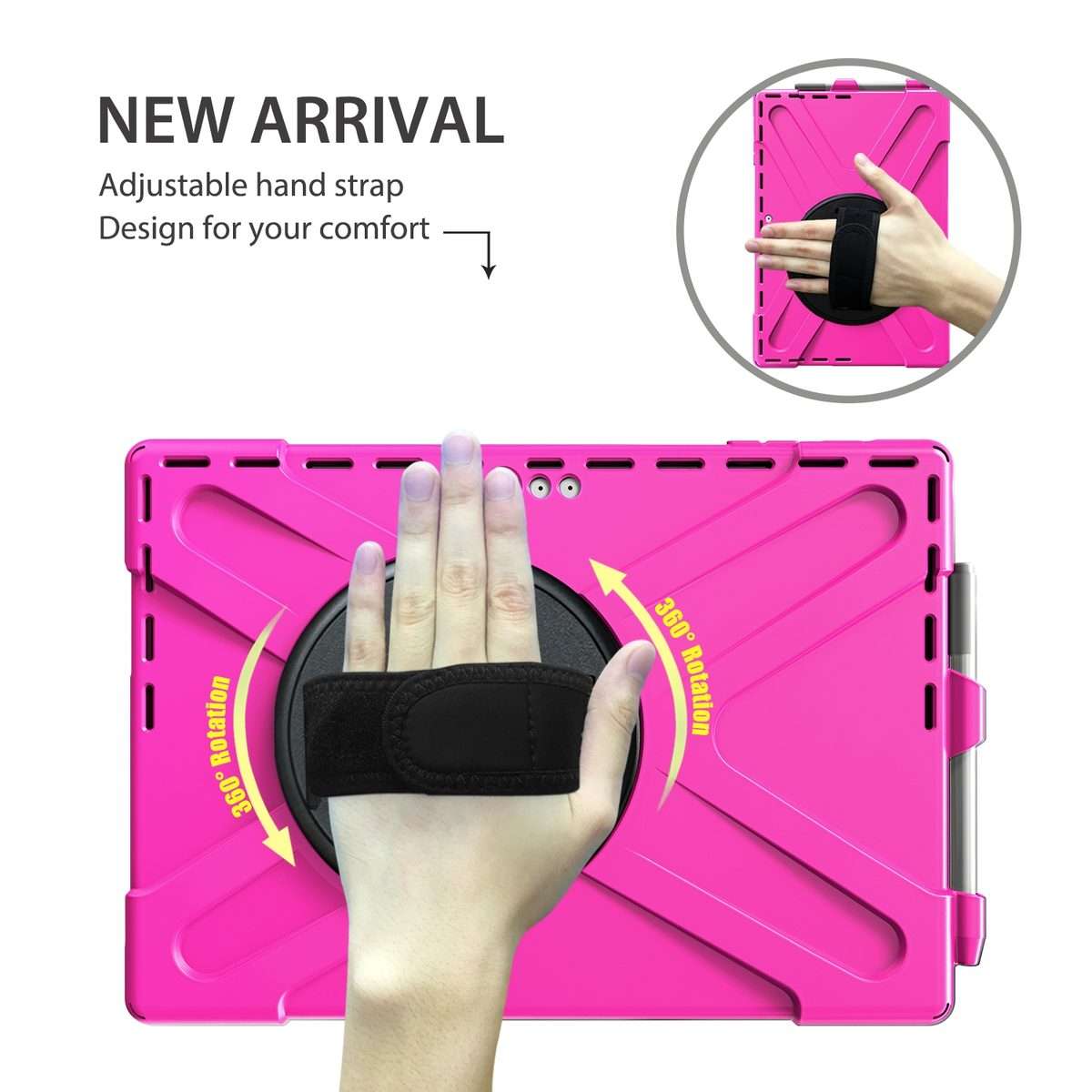 For Microsoft Surface Pro 4 / 5 / 6 / 7 / 7+ Shockproof Colorful Silicone + PC Prot ... (Rose Red)