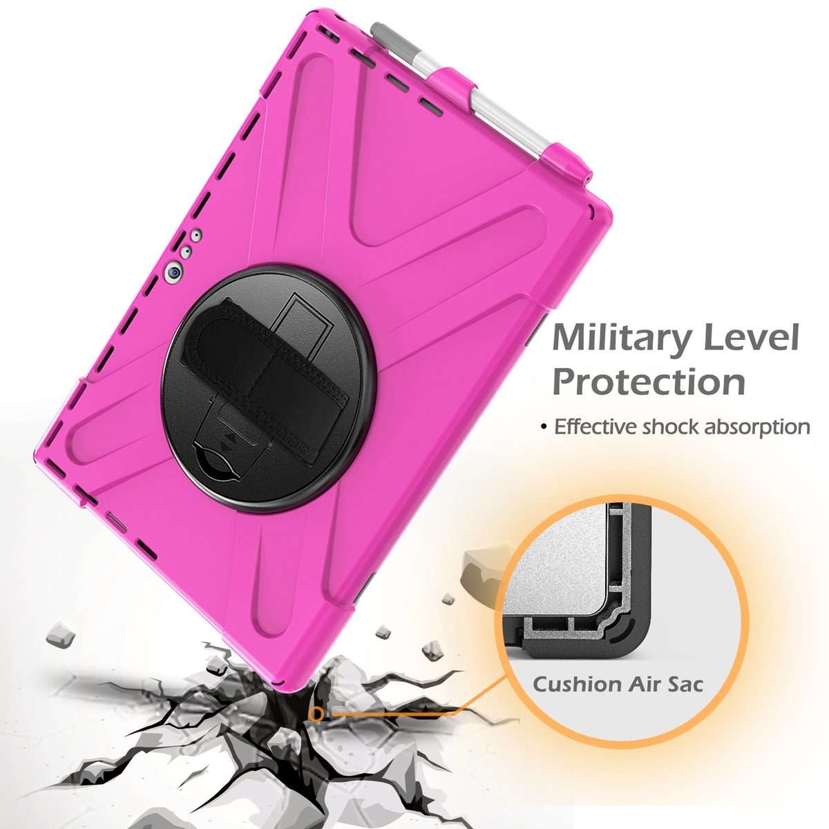 For Microsoft Surface Pro 4 / 5 / 6 / 7 / 7+ Shockproof Colorful Silicone + PC Prot ... (Rose Red)