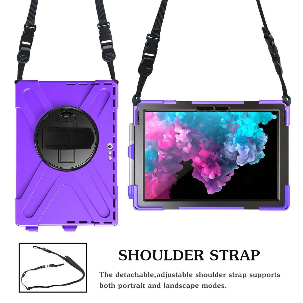 For Microsoft Surface Pro 4 / 5 / 6 / 7 / 7+ Shockproof Colorful Silicone + PC Protec ... (Purple)