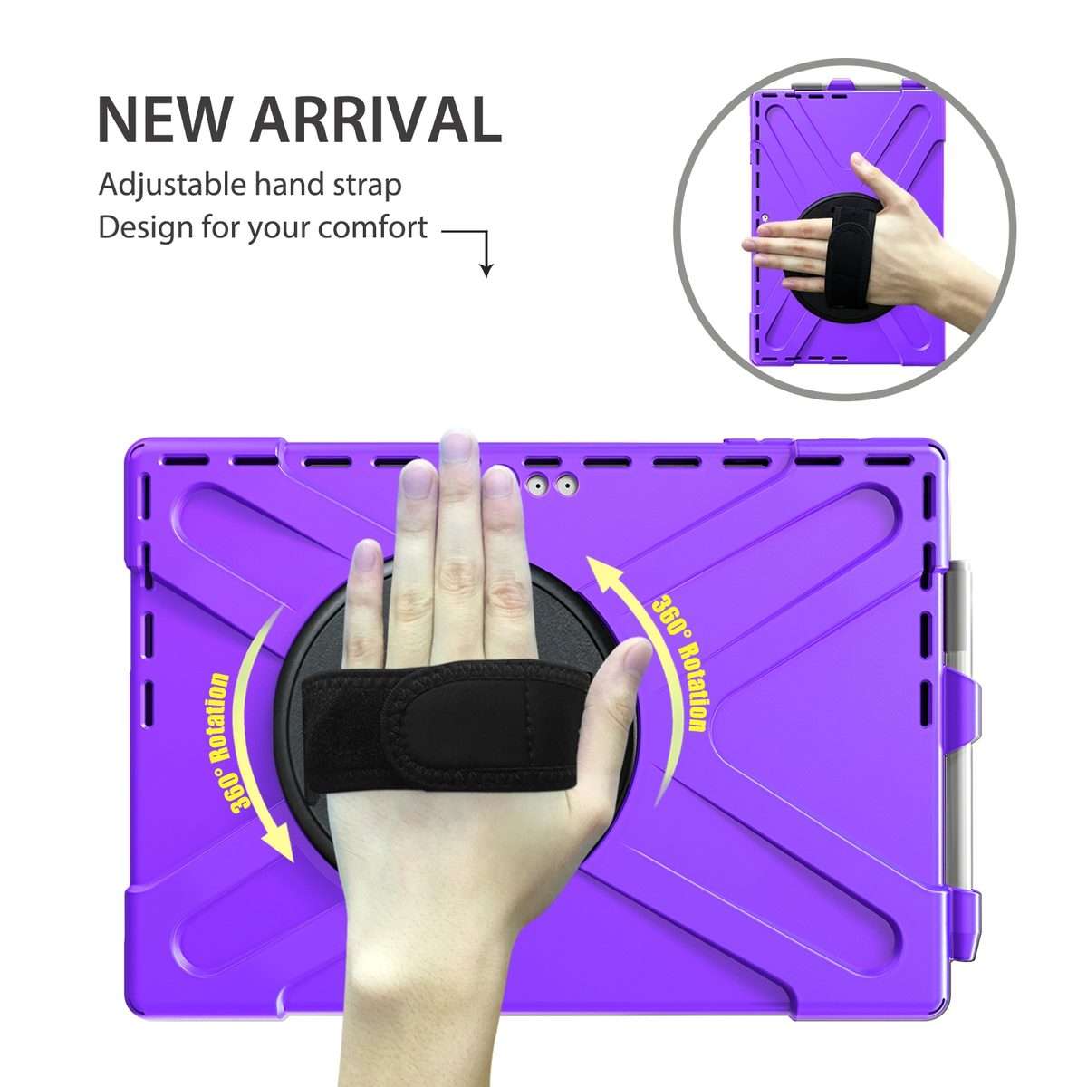 For Microsoft Surface Pro 4 / 5 / 6 / 7 / 7+ Shockproof Colorful Silicone + PC Protec ... (Purple)