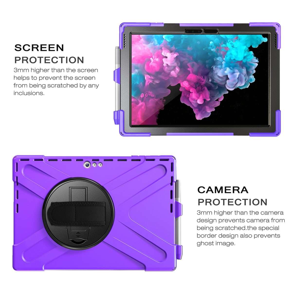 For Microsoft Surface Pro 4 / 5 / 6 / 7 / 7+ Shockproof Colorful Silicone + PC Protec ... (Purple)